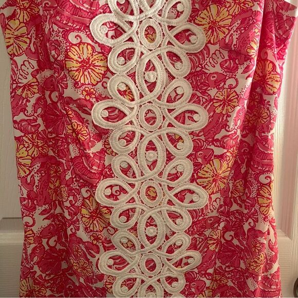 Lilly Pulitzer Pink Floral Mini Dress with White Lace - Picture 5 of 6